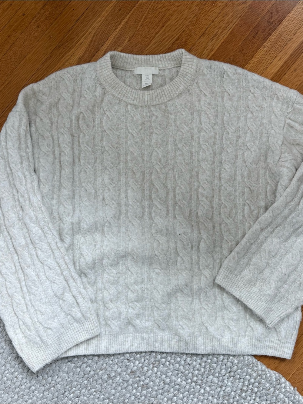 H&M Light Cream Cable-Knit Crewneck Sweater